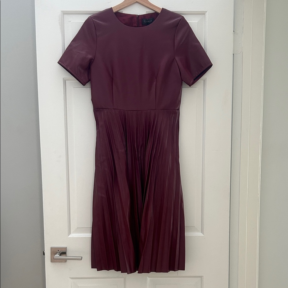 Nordstrom Burgundy Pleated Midi Dress